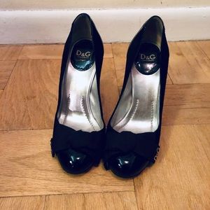 D&G Suede/Patent Leather Round-Toe Heels